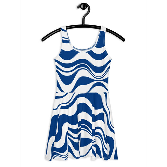 ENERGY WAVES blue - Skater Dress - SHALMIAK