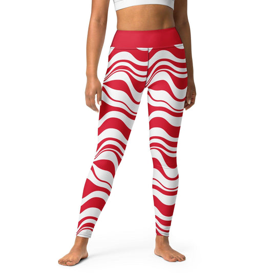 ENERGY WAVES red -2- Yoga Leggings - SHALMIAK