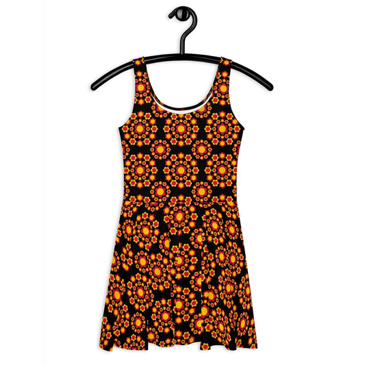 FLOWERSHOP red yellow - Sleeveless Skater Dress - SHALMIAK