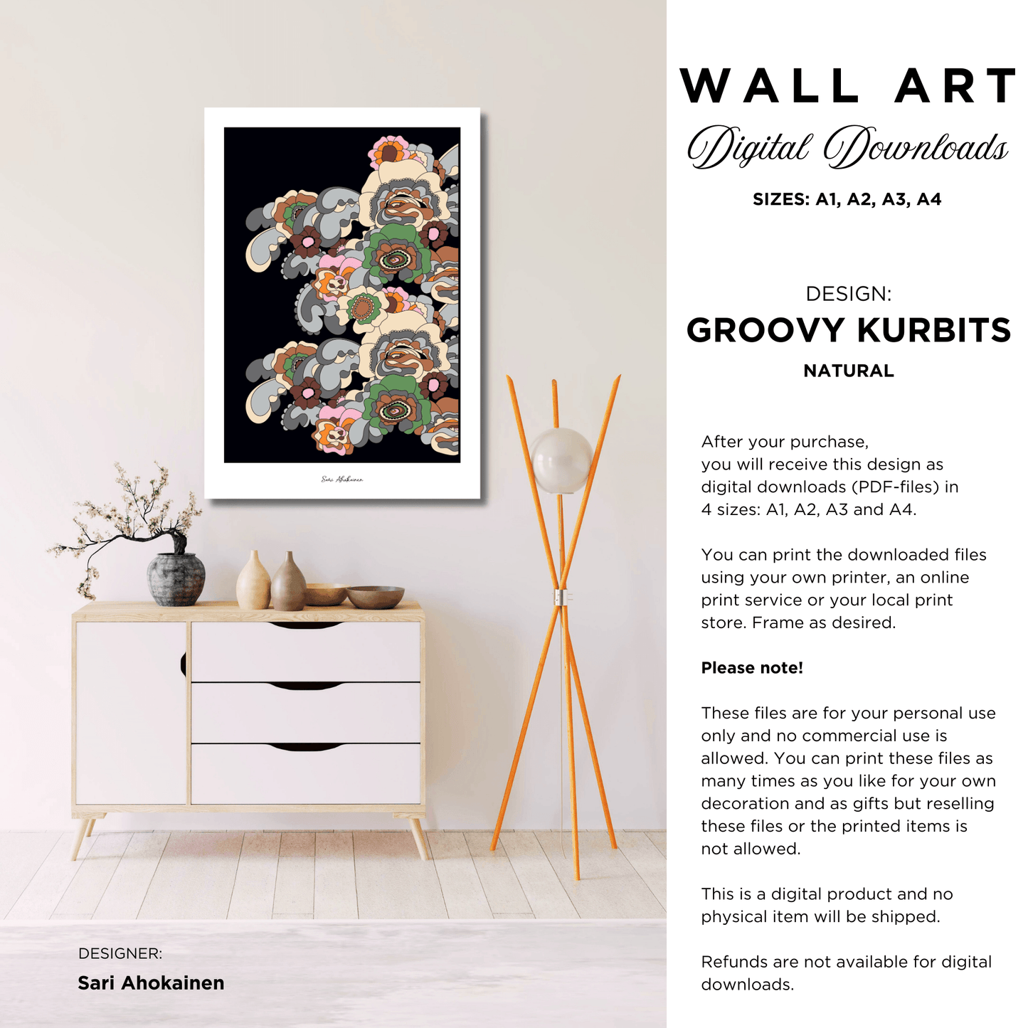 DIGITAL WALL ART - GROOVY KURBITS natural - SHALMIAK