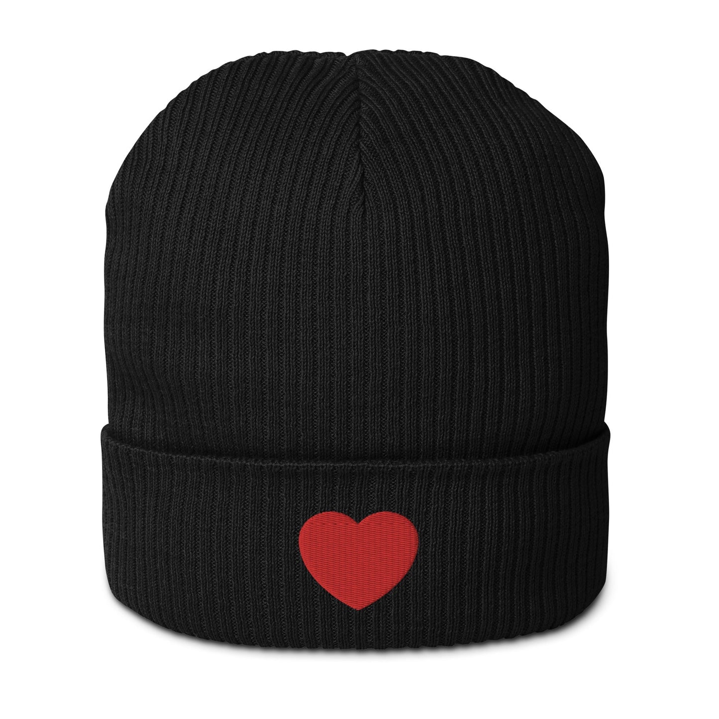 HEART red - Organic ribbed beanie - SHALMIAK