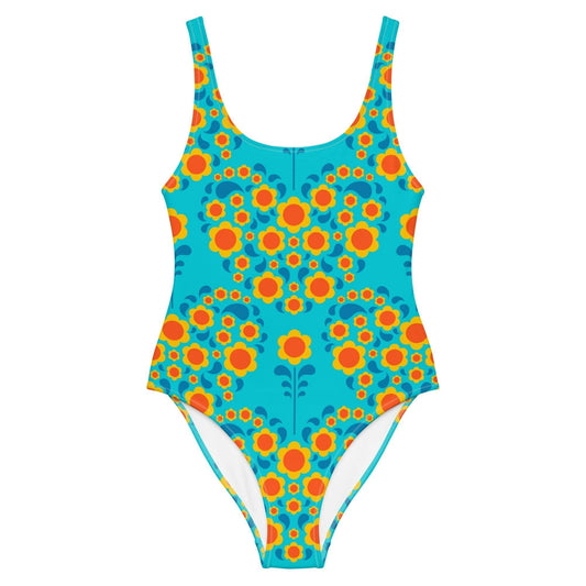 HEARTBEAT orange blue - One-Piece Swimsuit - SHALMIAK