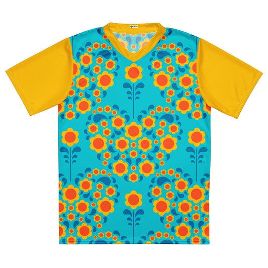 HEARTBEAT orange blue - Recycled unisex sports jersey - SHALMIAK