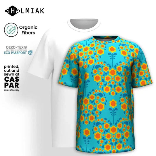 HEARTBEAT orange blue - T-shirt  (organic cotton) - SHALMIAK