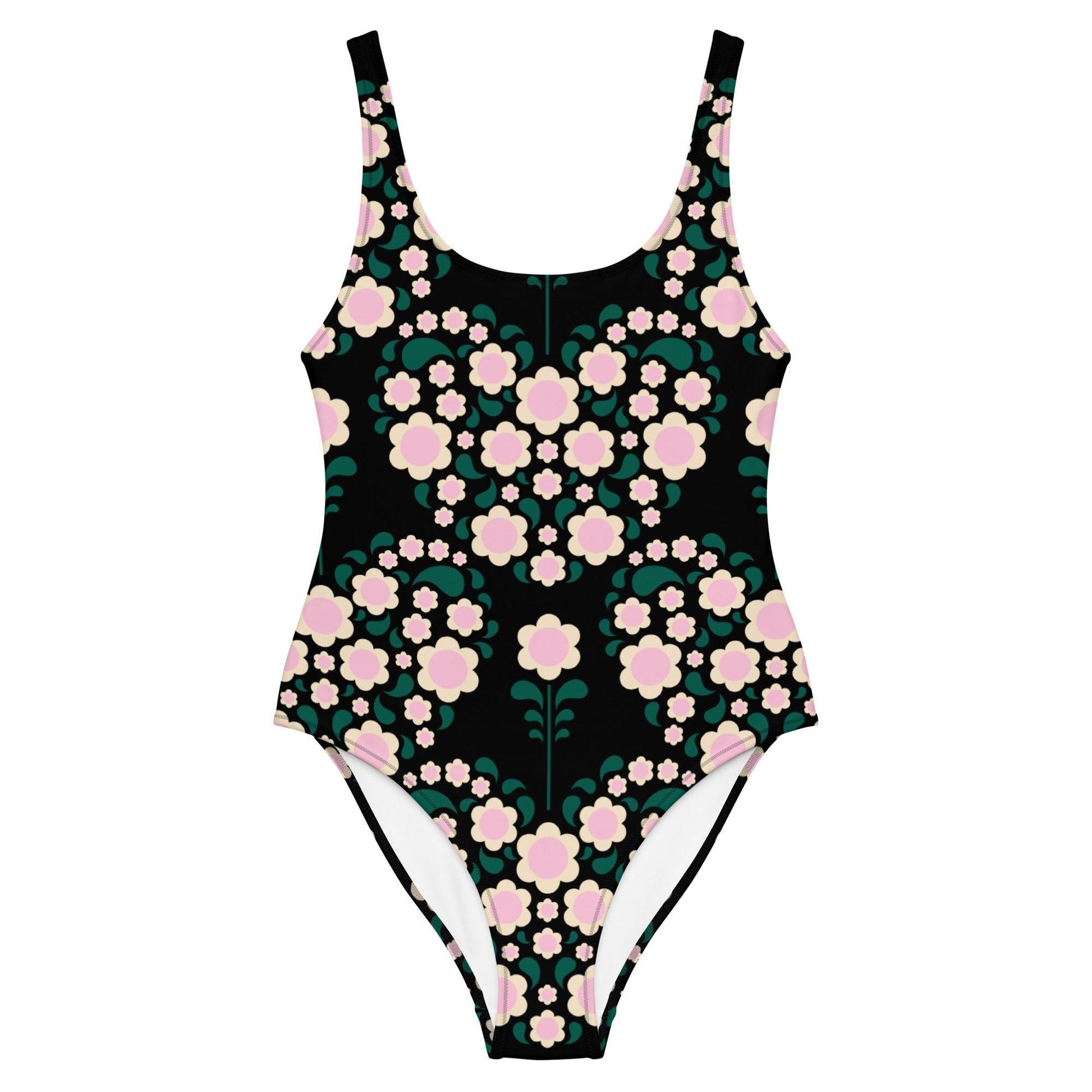 HEARTBEAT pink black - One-Piece Swimsuit - SHALMIAK