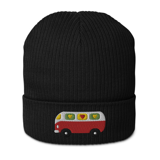 HIPPIE DAY bus - Organic ribbed beanie - SHALMIAK