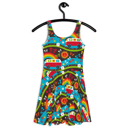 HIPPIE DAY rainbow - Sleeveless Skater Dress - SHALMIAK