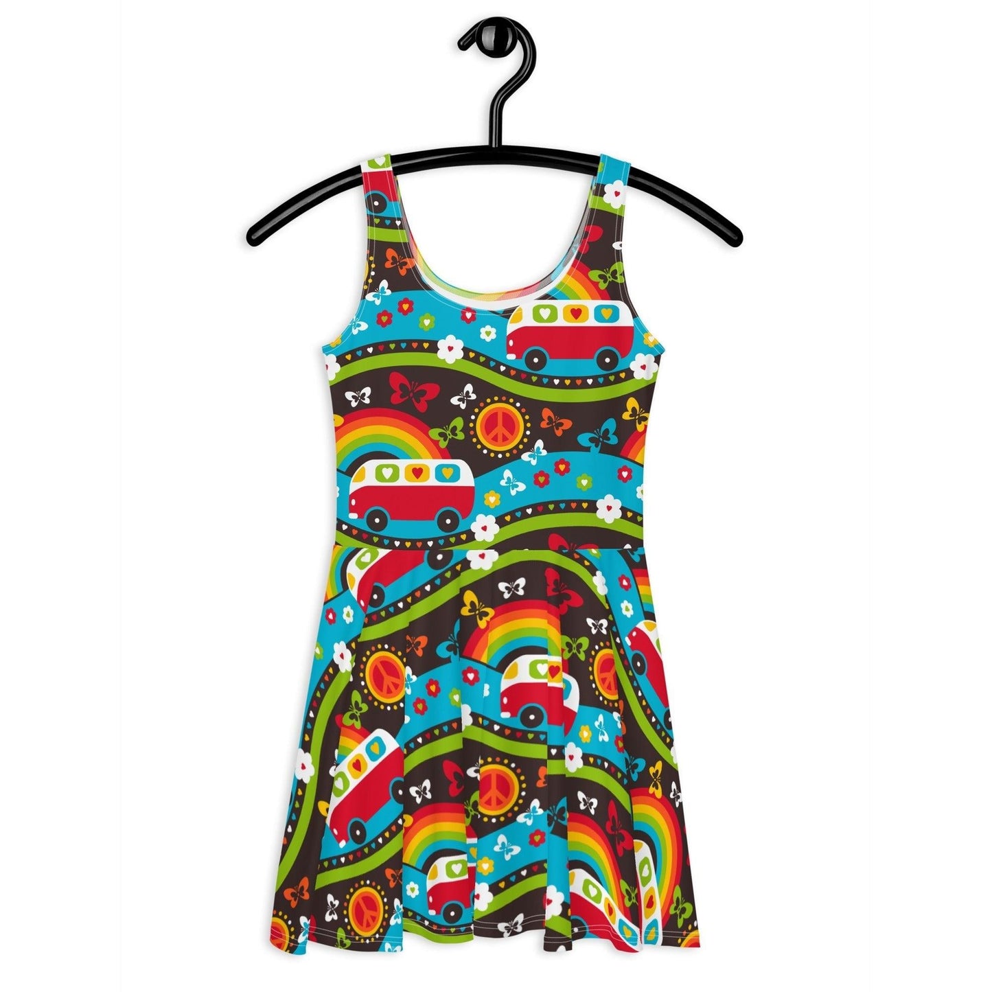 HIPPIE DAY rainbow - Sleeveless Skater Dress - SHALMIAK