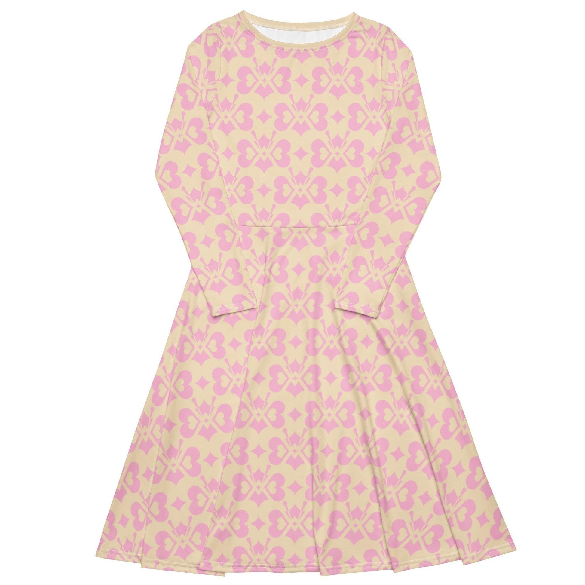 LOVE BUTTERFLY tender pink - Midi dress with long sleeves and pockets - SHALMIAK