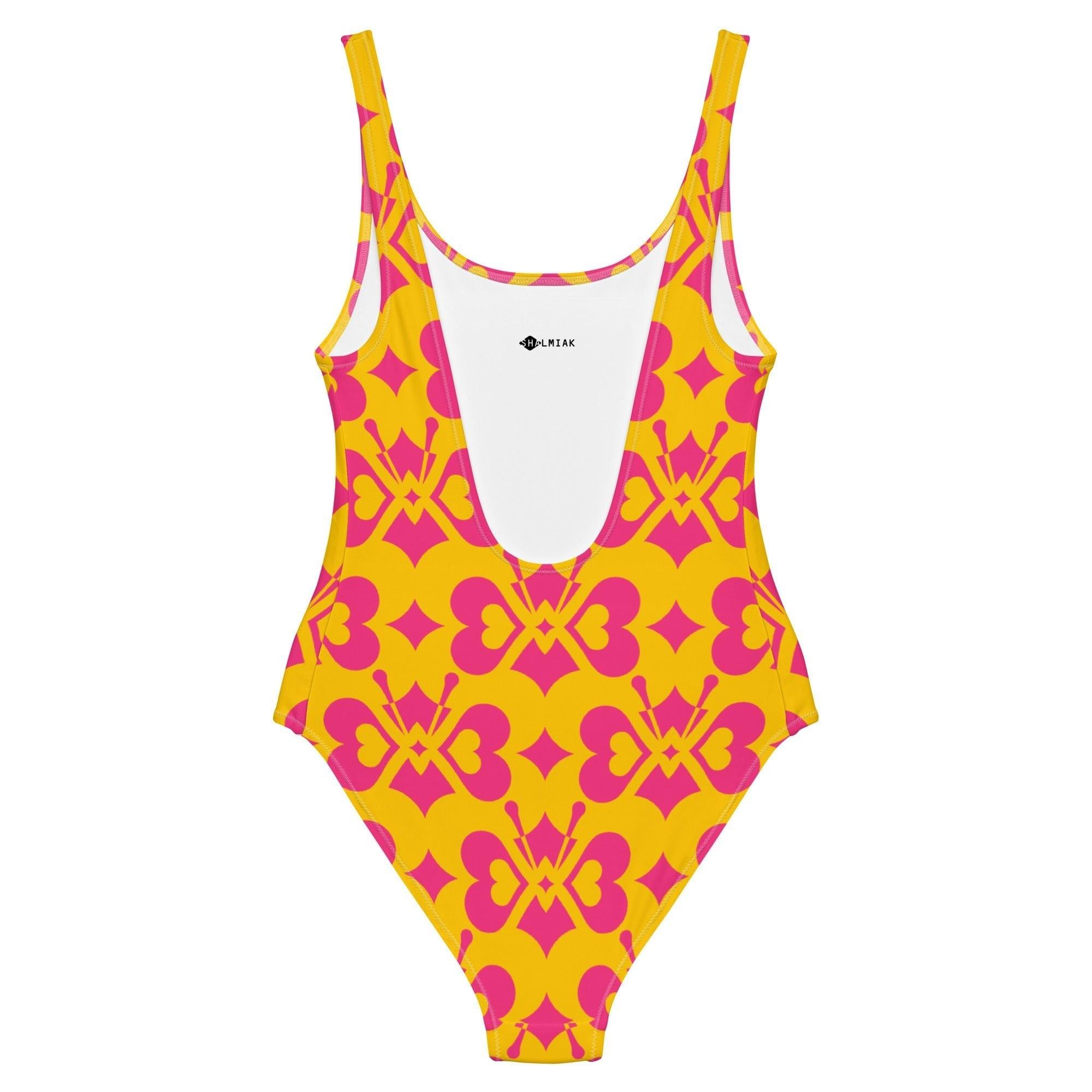 LOVE BUTTERFLY yellow pink - One-Piece Swimsuit - SHALMIAK