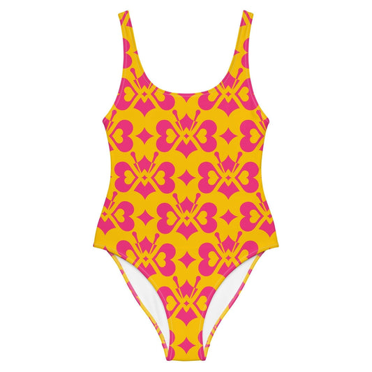 LOVE BUTTERFLY yellow pink - One-Piece Swimsuit - SHALMIAK