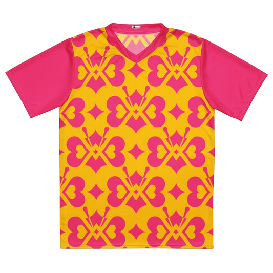 LOVE BUTTERFLY yellow pink - Recycled unisex sports jersey - SHALMIAK