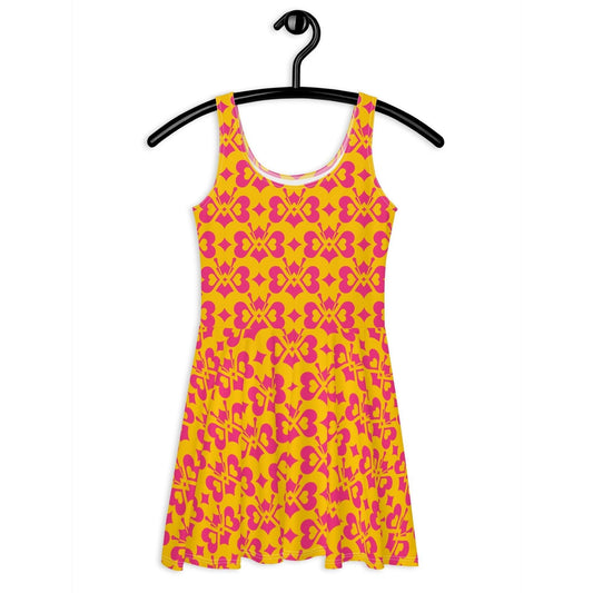 LOVE BUTTERFLY yellow pink - Skater Dress - SHALMIAK