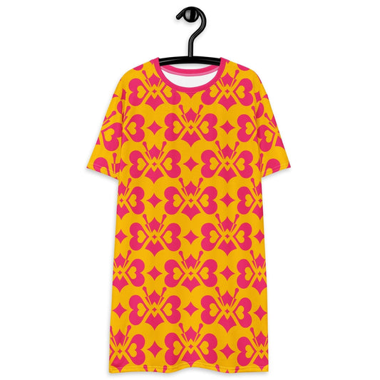 LOVE BUTTERFLY yellow pink - T-shirt dress - SHALMIAK