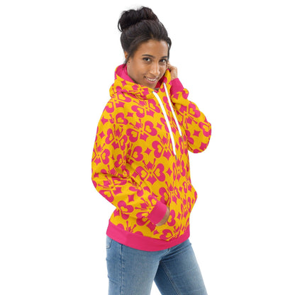 LOVE BUTTERFLY yellow pink - Unisex Hoodie (recycled) - SHALMIAK