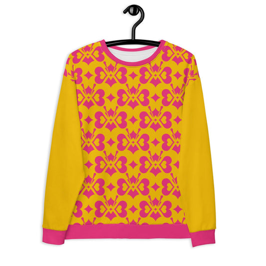 LOVE BUTTERFLY yellow pink - Unisex Sweatshirt  (recycled) - SHALMIAK