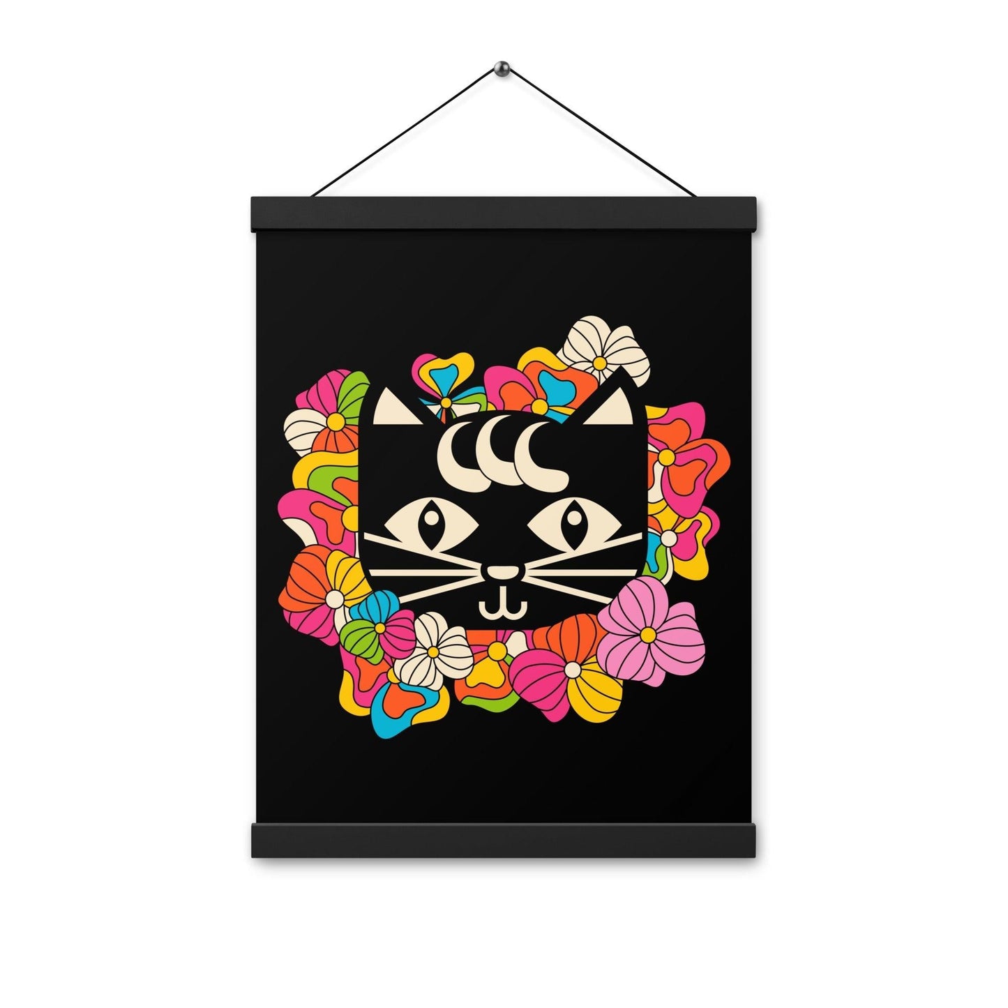 MAGICAT black - Poster with wooden hangers - SHALMIAK