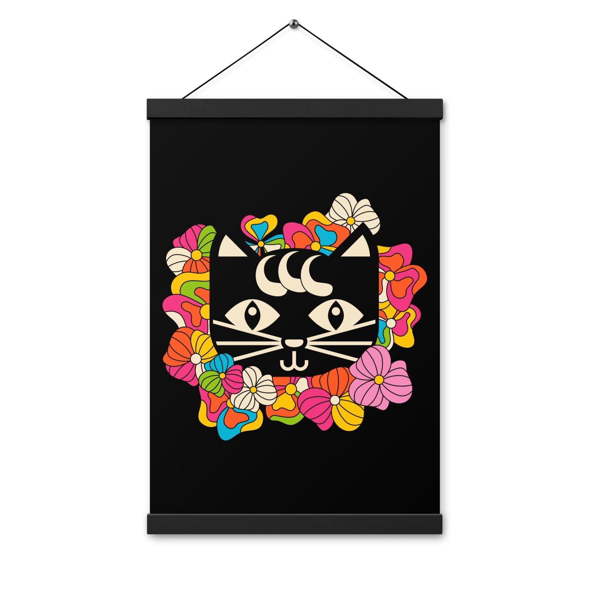 MAGICAT black - Poster with wooden hangers - SHALMIAK