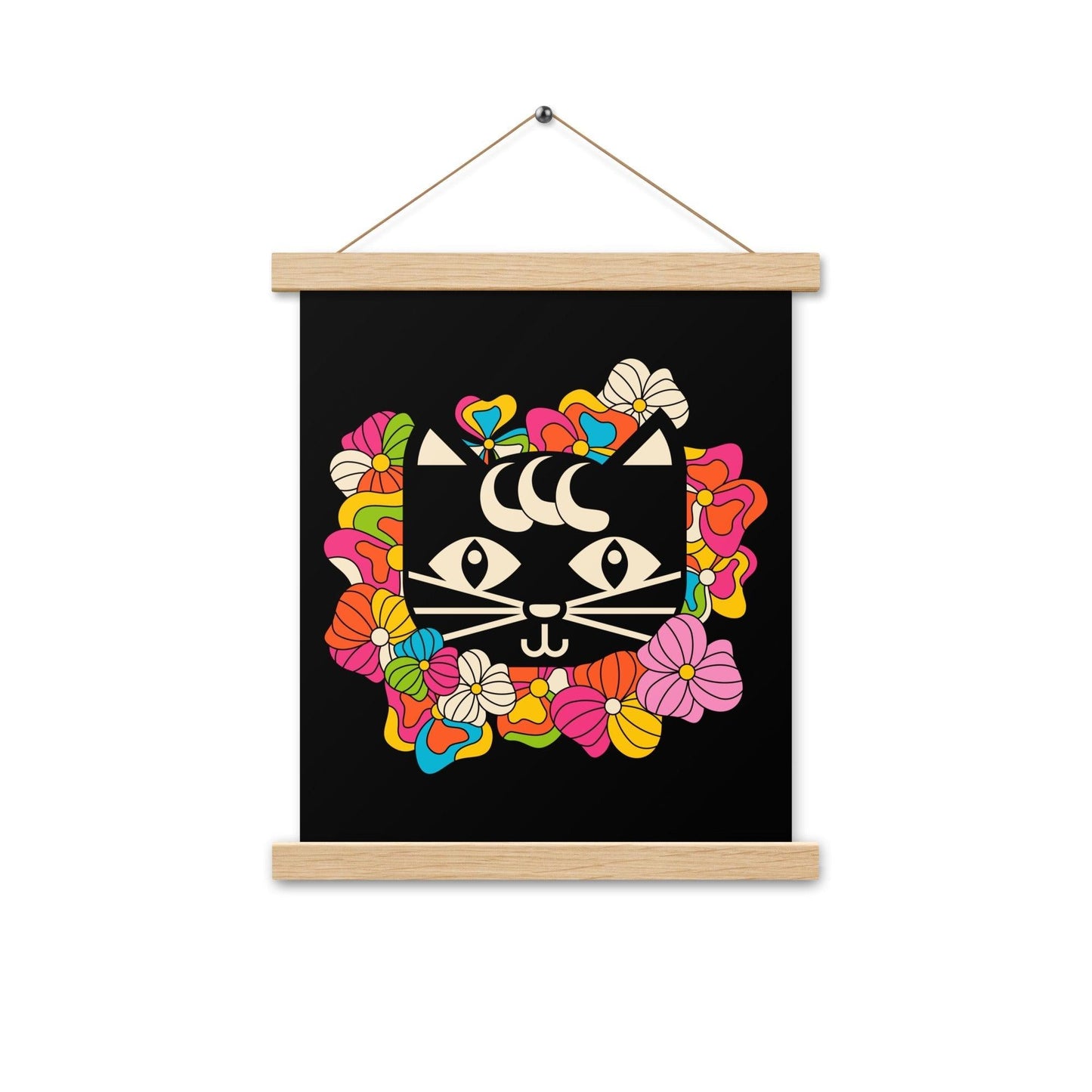 MAGICAT black - Poster with wooden hangers - SHALMIAK