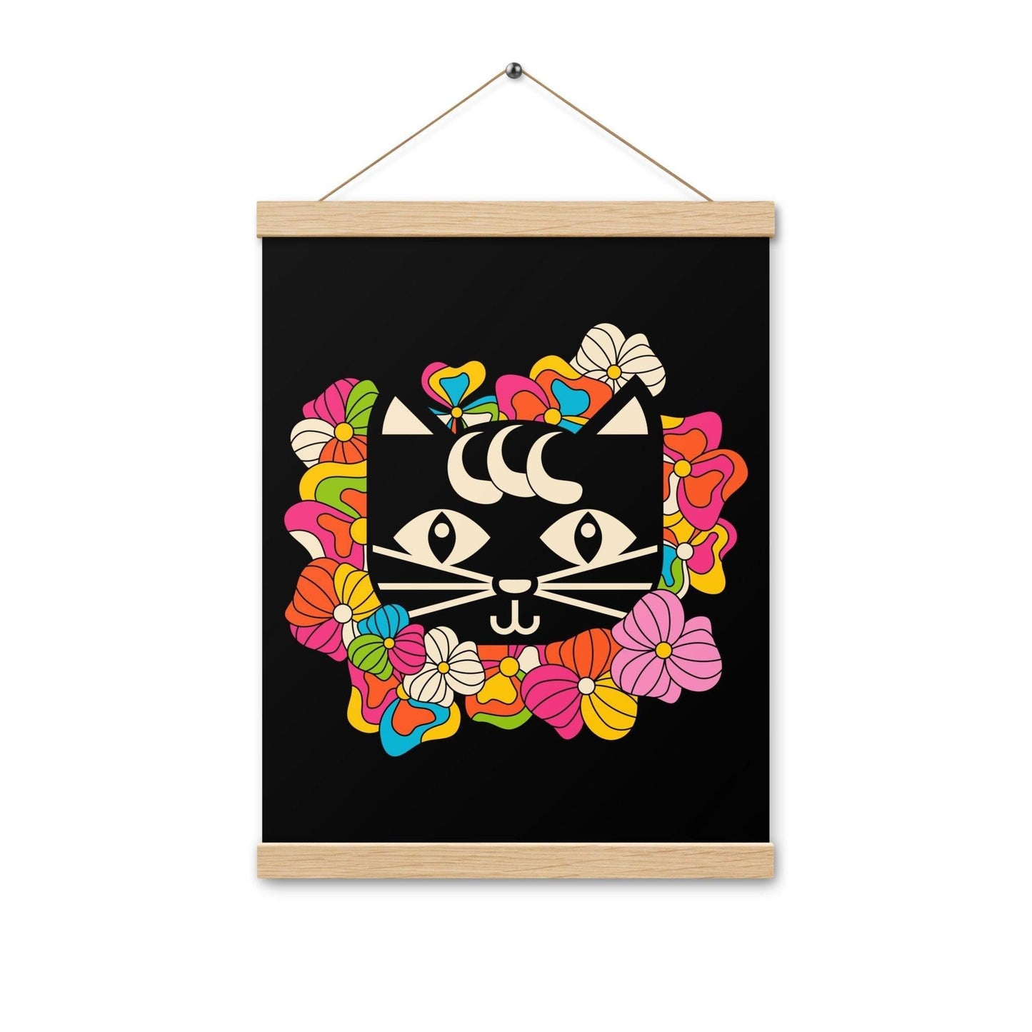 MAGICAT black - Poster with wooden hangers - SHALMIAK