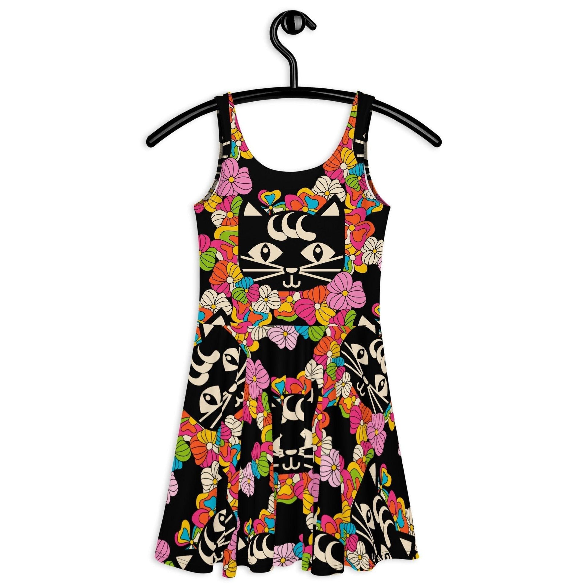 MAGICAT black - Skater Dress with black cats - SHALMIAK