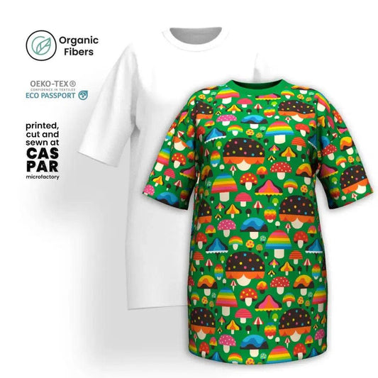 MUSHROOM MANIA green - T-shirt dress (organic cotton) - SHALMIAK