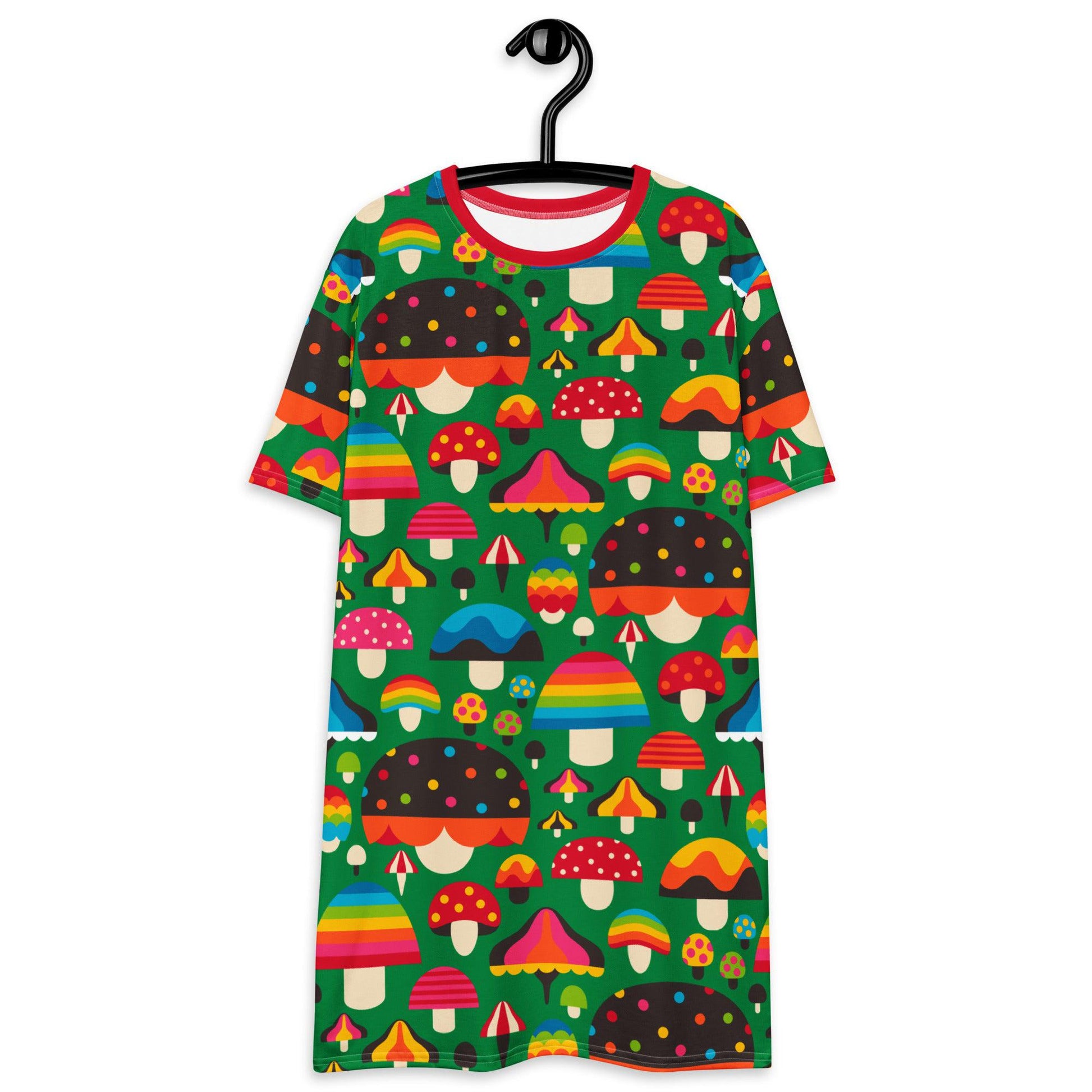 MUSHROOM MANIA green - T-shirt dress - SHALMIAK