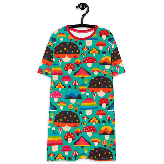 MUSHROOM MANIA mint - T-shirt dress - SHALMIAK