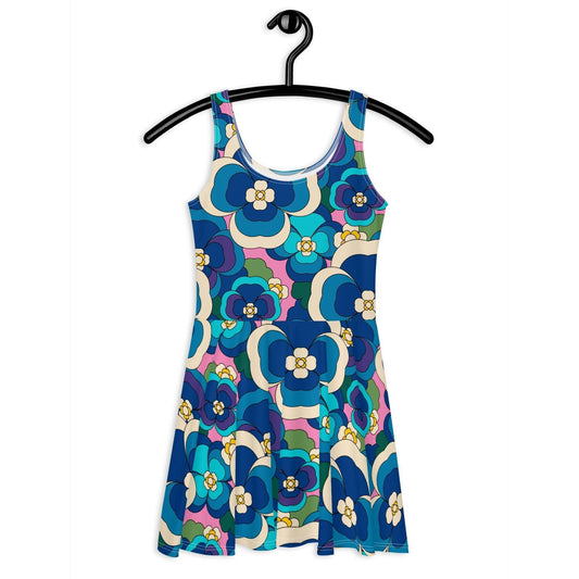 PANSY FANTASY blue pink - Skater Dress - SHALMIAK