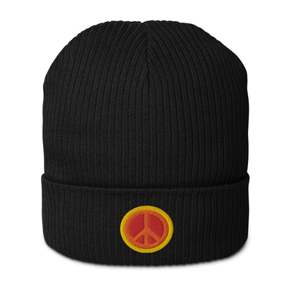 PEACE symbol - Organic ribbed beanie - SHALMIAK