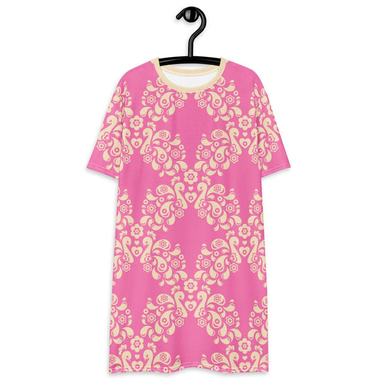 PEACOCK LOVE pink - T-shirt dress - SHALMIAK