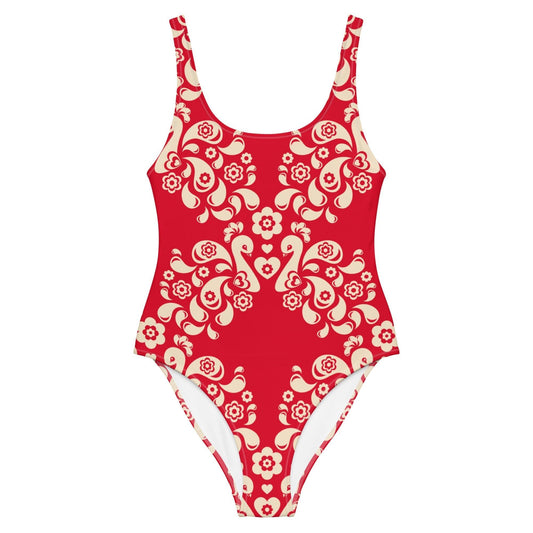 PEACOCK LOVE red - One-Piece Swimsuit - SHALMIAK