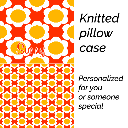Personalized knitted pillowcase with flowers Yellow Orange