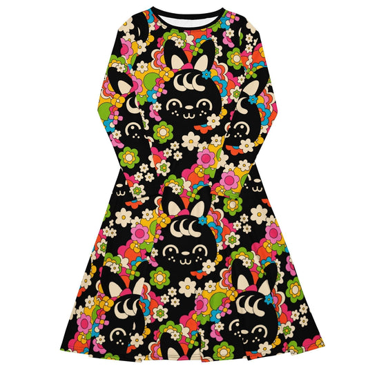 POPBUNNY black - Midi dress with long sleeves and pockets - SHALMIAK