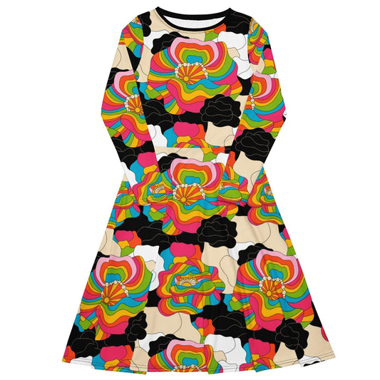 RAINBOW POPPY - Midi dress with long sleeves and pockets - SHALMIAK