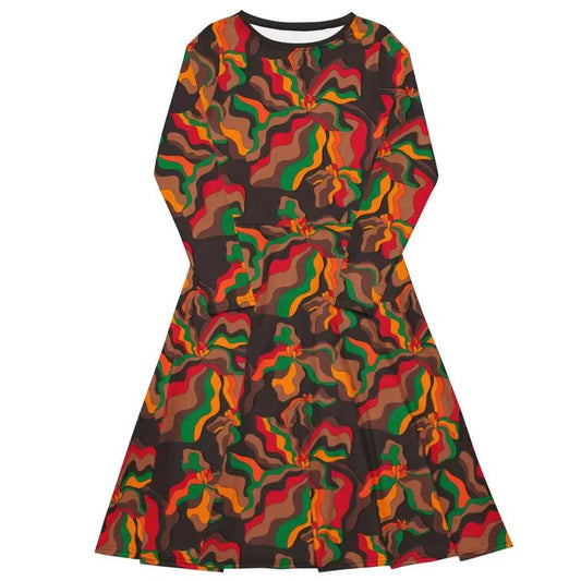 SASSY IRIS retro - Midi dress with long sleeves and pockets - SHALMIAK