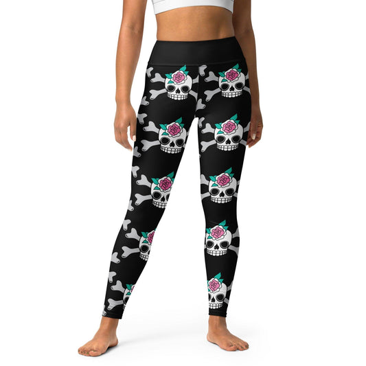 SKULLROSE black -2- Yoga Leggings - SHALMIAK