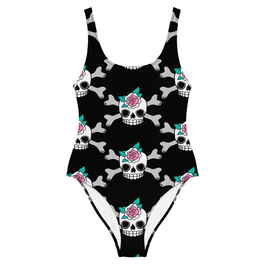 SKULLROSE black - One-Piece Swimsuit - SHALMIAK