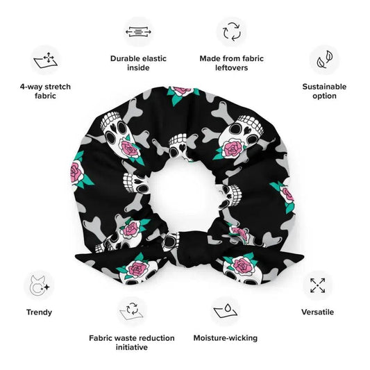 SKULLROSE black - Recycled Scrunchie - SHALMIAK