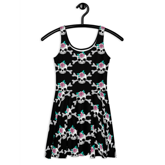 SKULLROSE black - Skater Dress - SHALMIAK