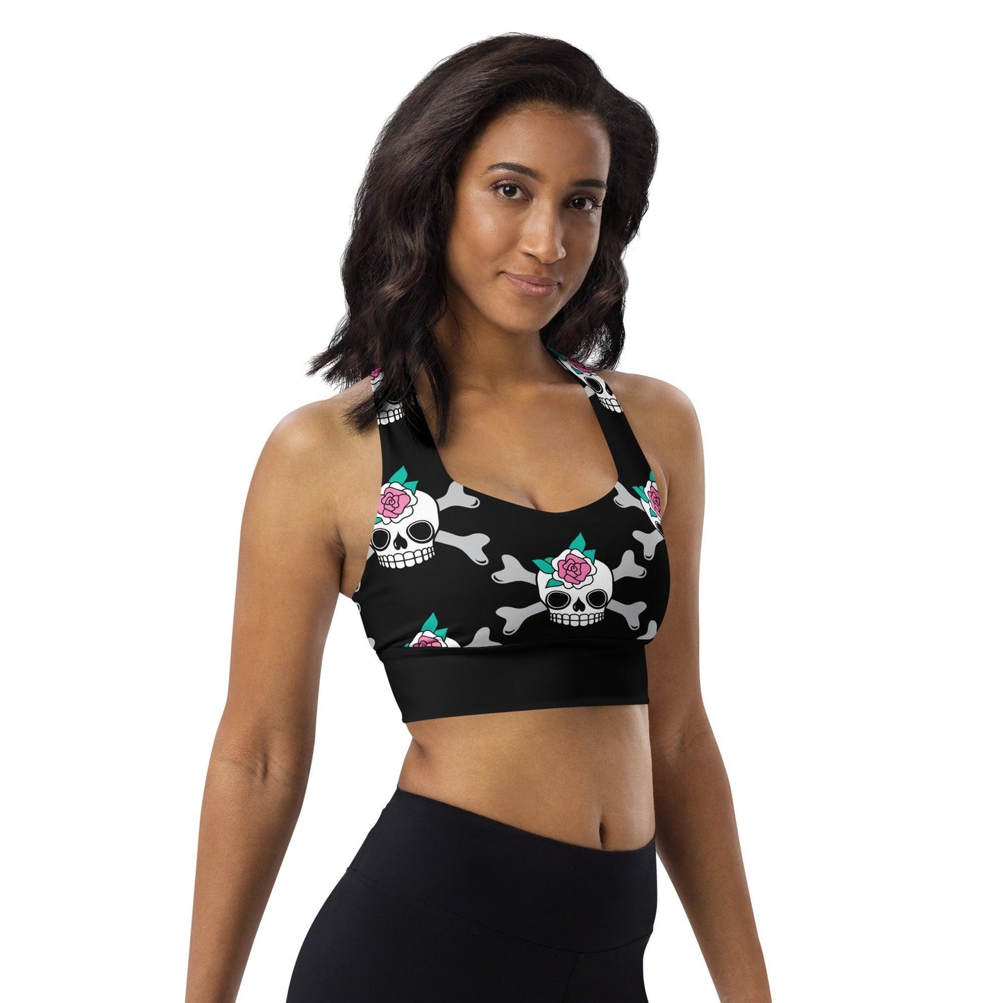 Sports Bra (recycled) - SKULLROSE black - SHALMIAK