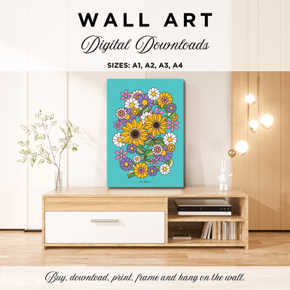 DIGITAL WALL ART - SUNDANCE turquoise - SHALMIAK