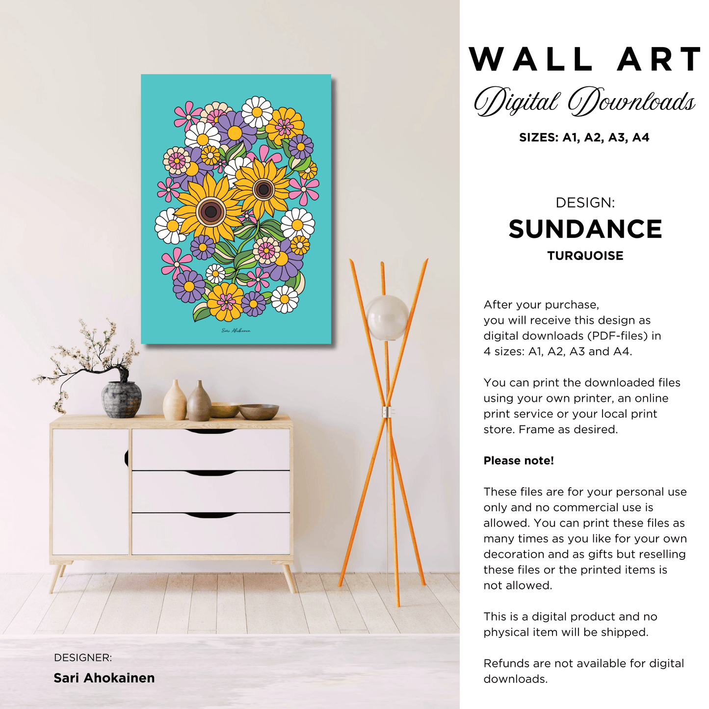 DIGITAL WALL ART - SUNDANCE turquoise - SHALMIAK