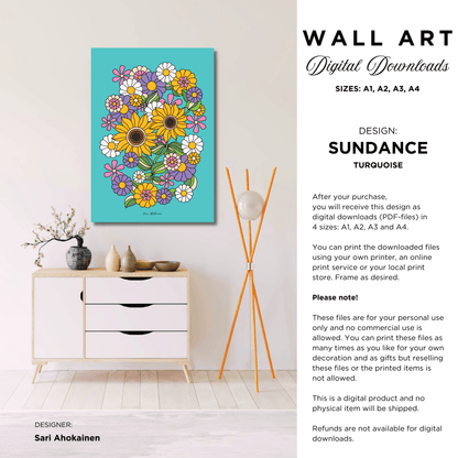 DIGITAL WALL ART - SUNDANCE turquoise - SHALMIAK