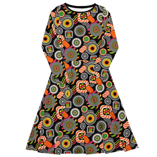 SUSHIPOPS - Midi dress with long sleeves and pockets - SHALMIAK