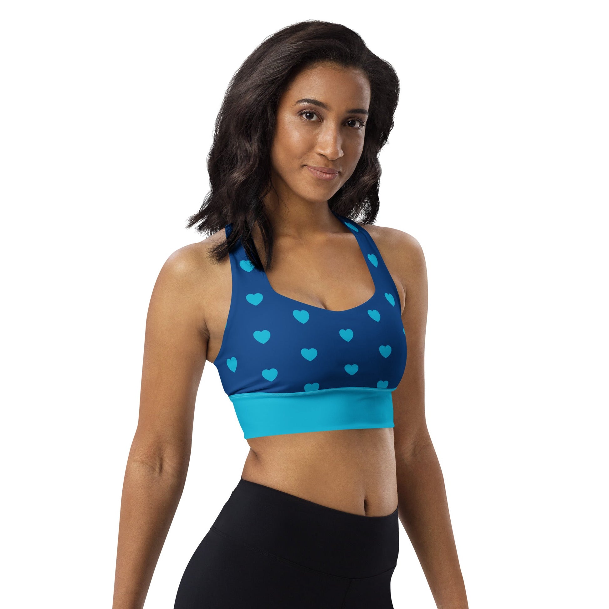 Sports Bra (recycled) - HEARTS blue - SHALMIAK