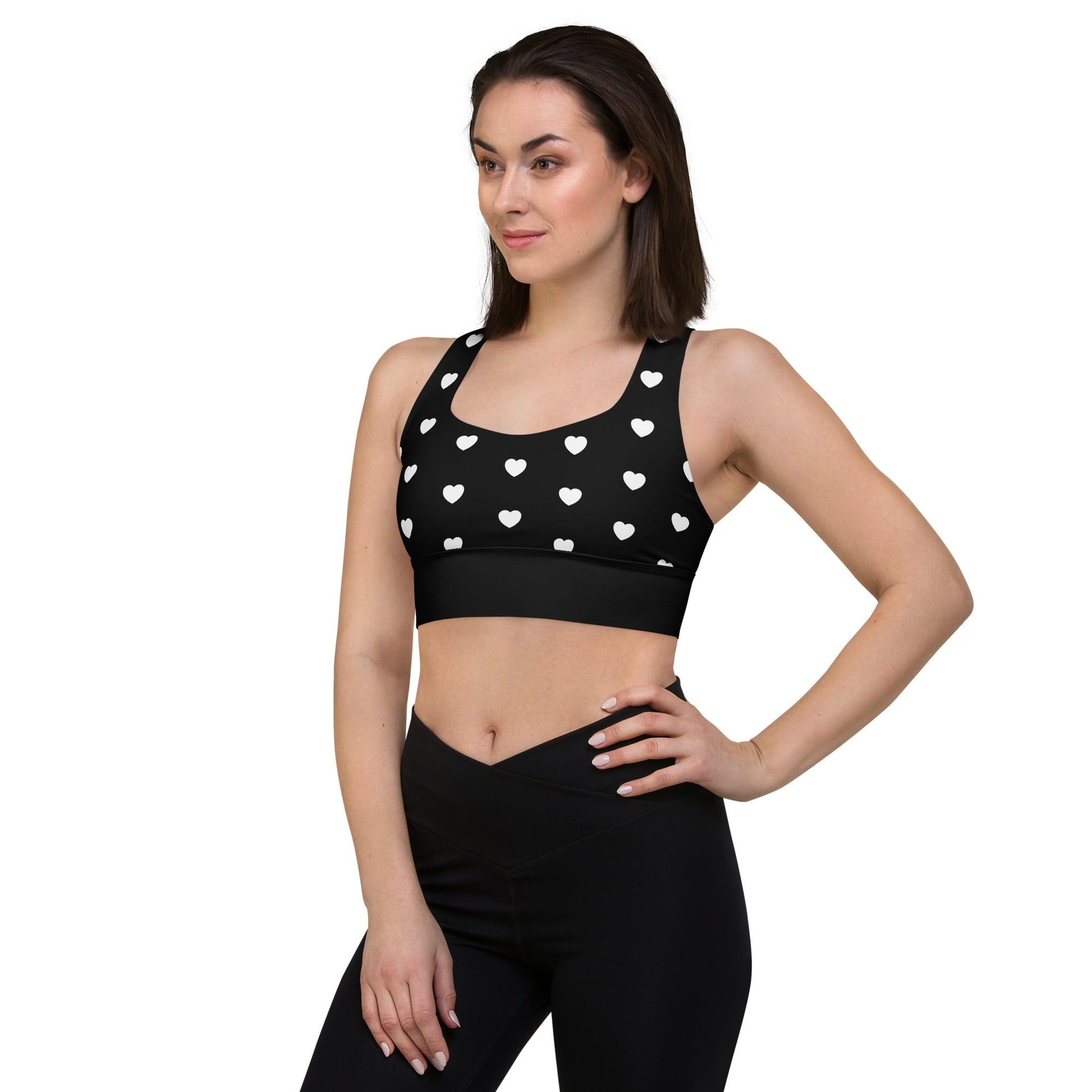 Sports Bra (recycled) - HERTTAHOUND HEARTS bw - SHALMIAK