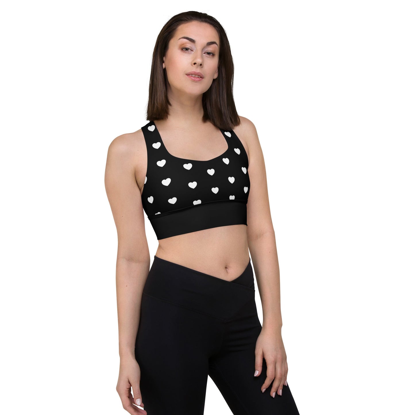 Sports Bra (recycled) - HERTTAHOUND HEARTS bw - SHALMIAK