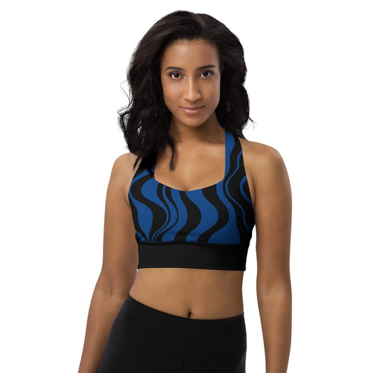 Sports Bra (recycled) - WAVY blue black - SHALMIAK