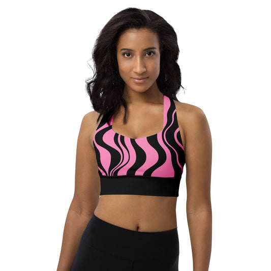 Sports Bra (recycled) - WAVY pink black - SHALMIAK